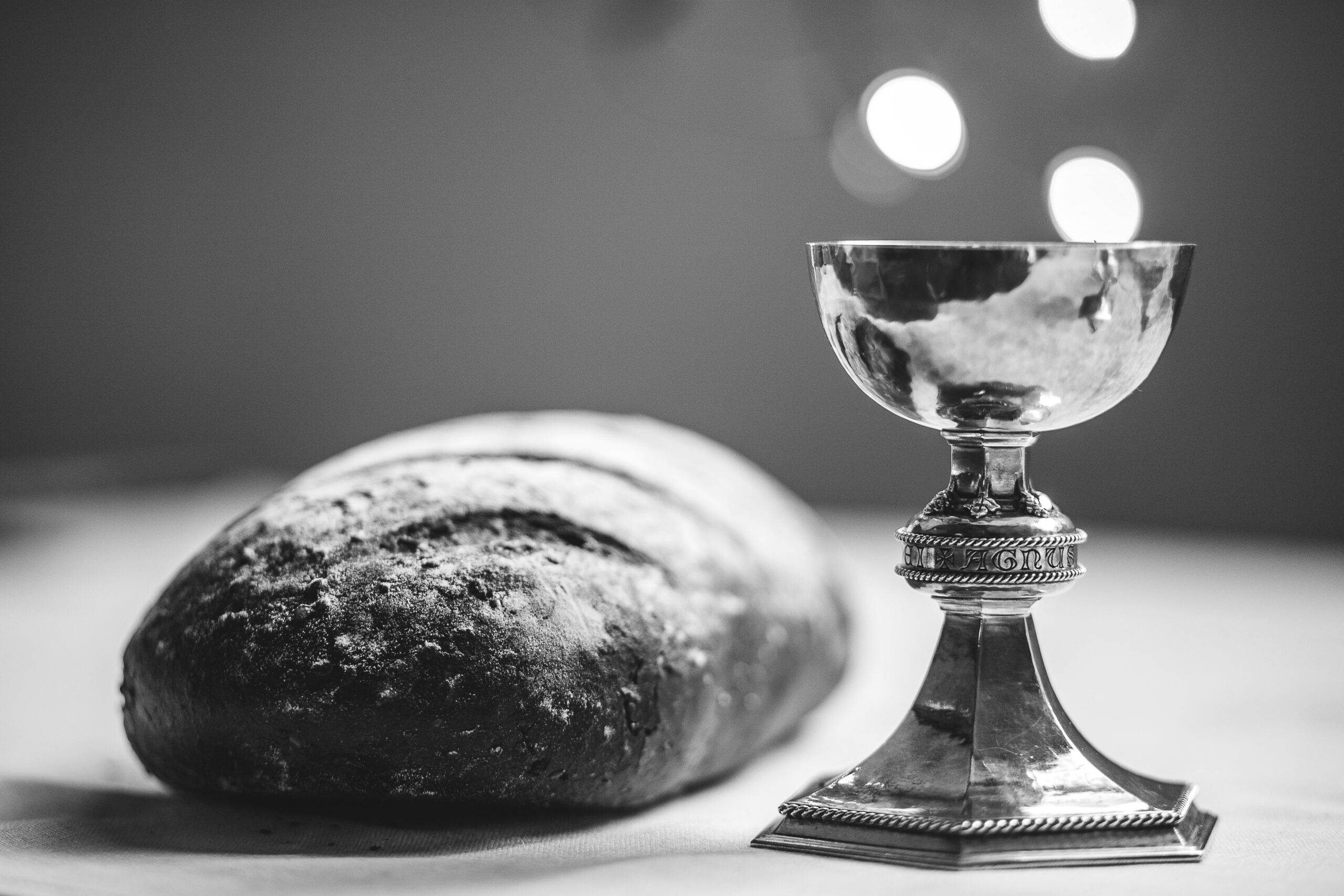 Bread and Wine on Communion Table